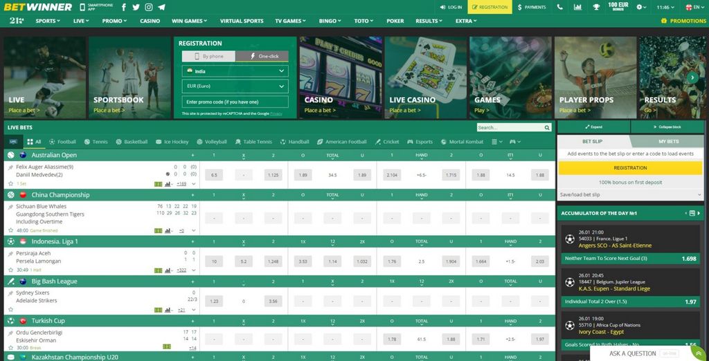BetWinner Online Spor Bahisleri ve Casino web sitesi