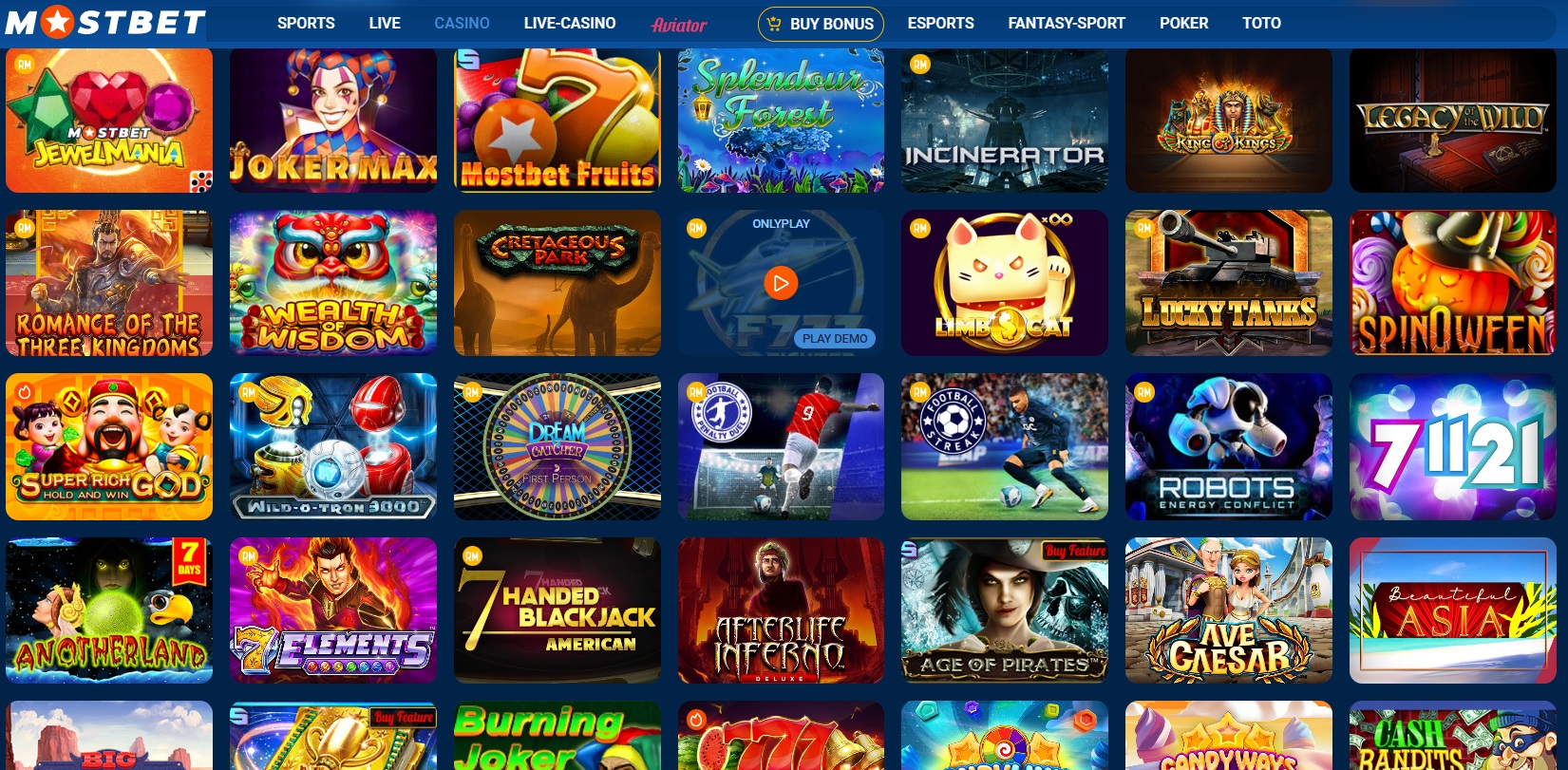 Kasyno internetowe Mostbet w Bukmacher w Polsce