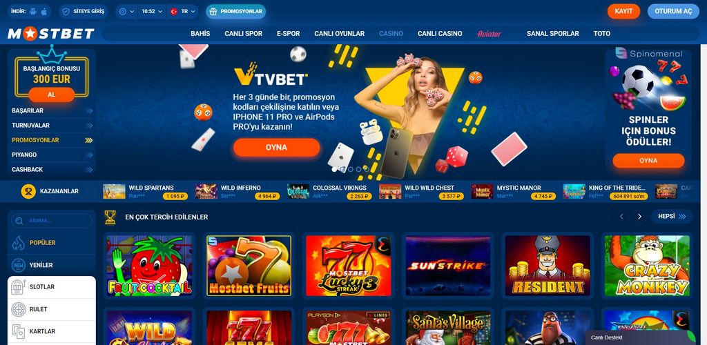 Веб-сайт Mostbet
